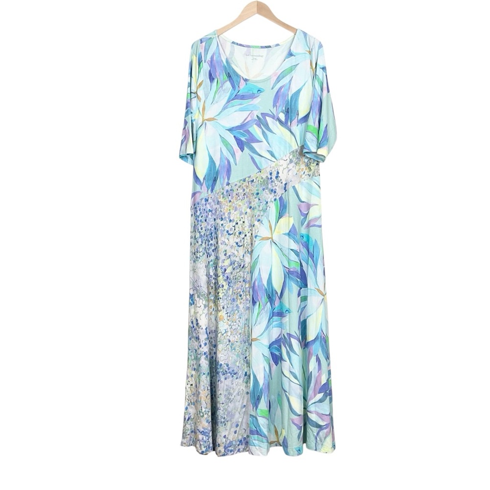 Soft Surroundings Stella Dress Painterly Blue Size XL